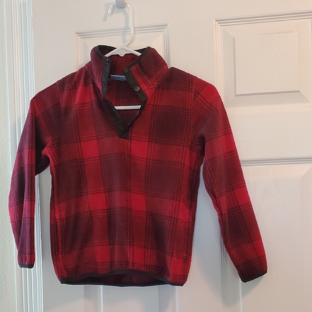 Kids Red Plaid Pullover Fleece